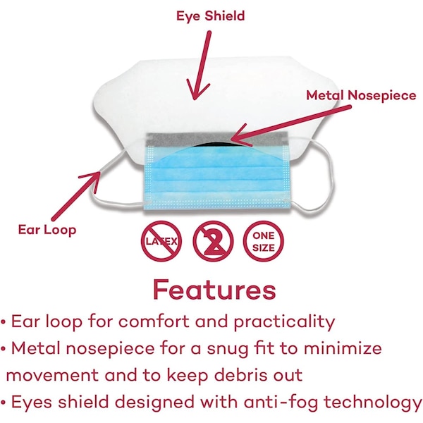 Procedure Face Mask With Ear Loop & Shield, Blue, 50/Bx, 4/Cs, 200PK